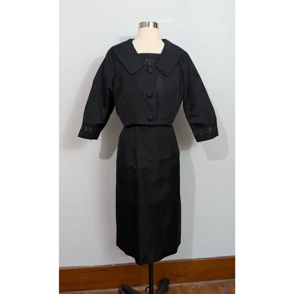 Petty Hite Fashion 50s Black Wiggle Dress with Matching Jacket